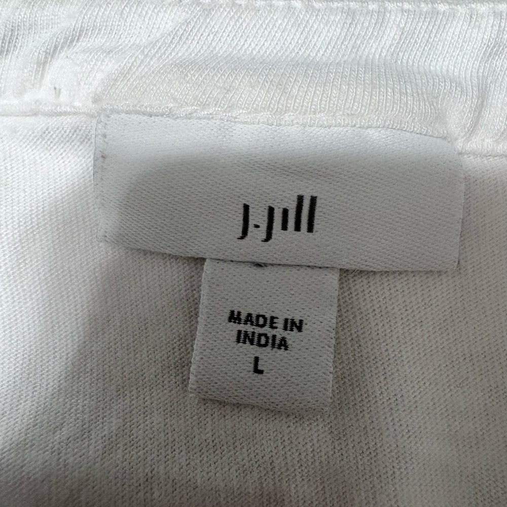 J. Jill Women’s White Blue Cross-stitch Embroidered Tunic Tassels Boho Peasant L - Picture 6 of 13